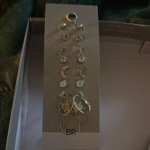 NWT BP SET OF 9 GOLD EARRINGS